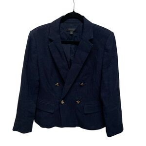 Ann Taylor women’s double breasted blazer jacket navy blue size 12